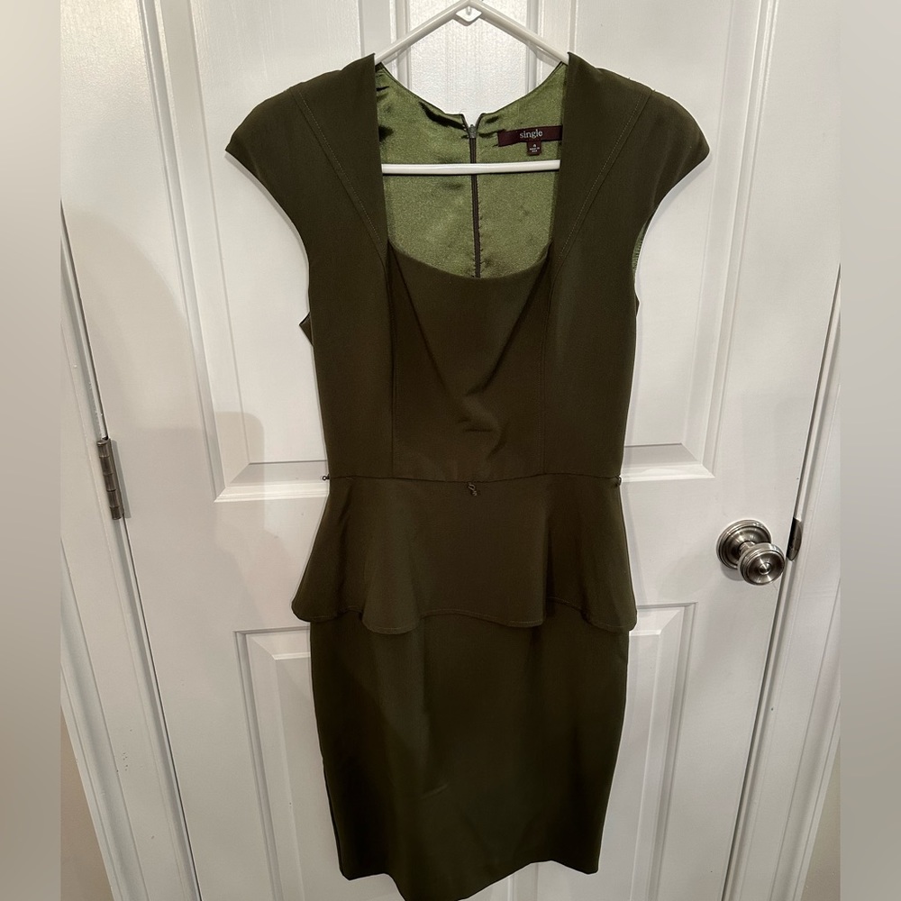EUC Olive Green Peplum Dress